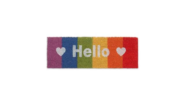 Relaxdays Kokos Fußmatte "Hello" Regenbogen Bild 2