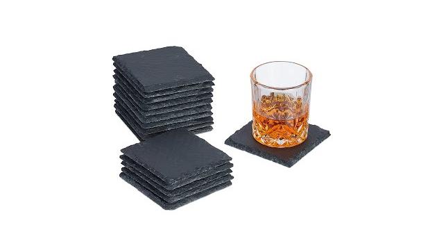 Relaxdays 16er Set Schiefer Untersetzer 10x10 cm Bild 2