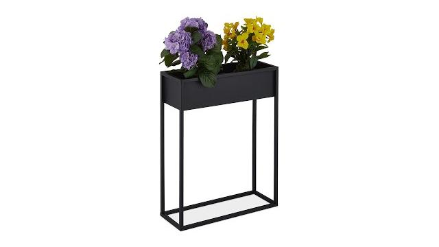 Relaxdays Metall Blumenständer in Schwarz Bild 2