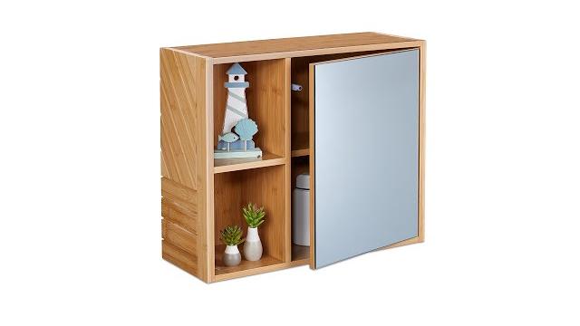 Relaxdays Spiegelschrank mit Regalfächern Bild 2