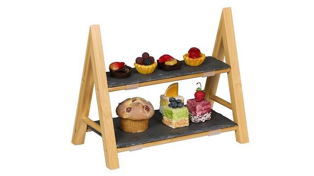Relaxdays 2-stöckige Etagere mit Schieferplatten Bild 2