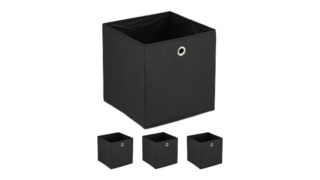 Relaxdays Schwarze Aufbewahrungsbox im 4er Set Bild 2