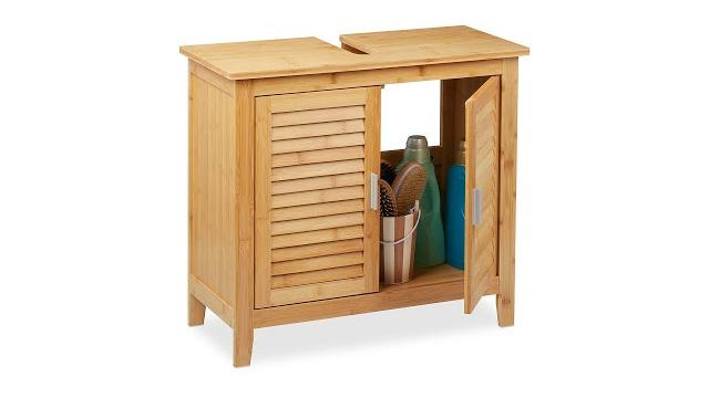 Relaxdays Waschbeckenunterschrank Bambus Bild 2