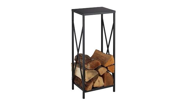 Relaxdays Schwarzes Kaminholzregal aus Stahl Bild 2