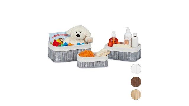 Relaxdays Aufbewahrungskorb Bad 3 teiliges Set Bild 2
