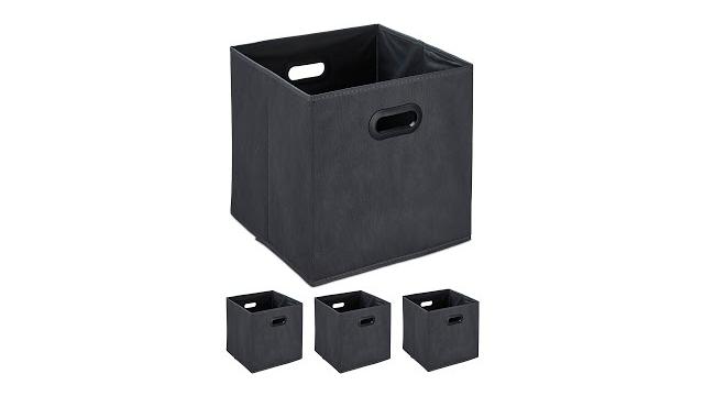 Relaxdays Aufbewahrungsbox in Anthrazit 4er Set Bild 2