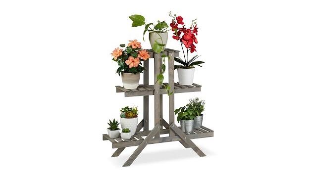 Relaxdays Blumentreppe Holz mit 3 Stufen Bild 2