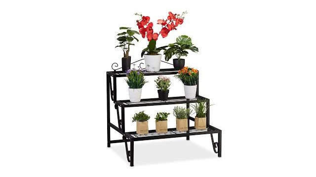 Relaxdays Blumentreppe aus Metall 3 Stufen Bild 2