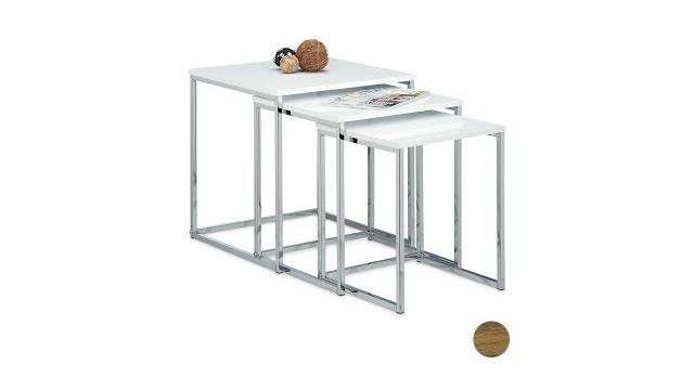 Relaxdays Beistelltische 3er Set Metallbeine Bild 2