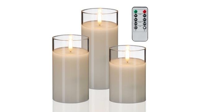 Relaxdays LED Kerzen im Glas 3er Set Bild 2