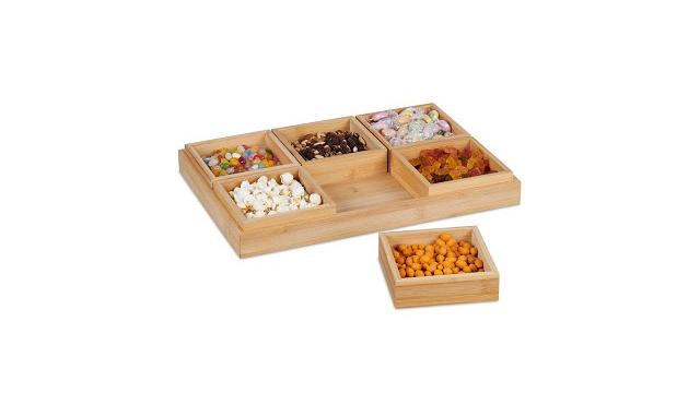 Relaxdays Snackschalen Set mit Serviertablett Bild 2