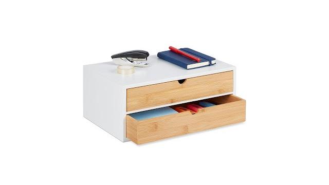 Relaxdays Schubladenbox Bambus & MDF 2 Fächer Bild 2