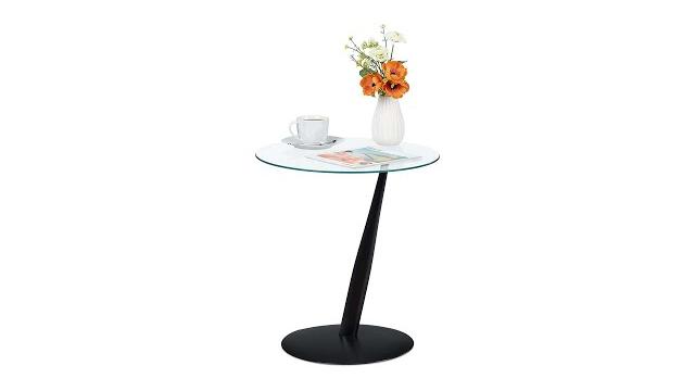 Relaxdays Schwarzer Beistelltisch aus Glas Bild 2