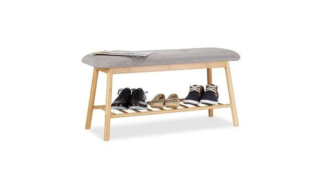Relaxdays Schuhbank aus Bambus mit Polster Bild 2