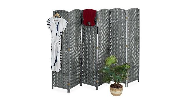 Relaxdays Paravent 6-teilig in Grau Bild 2