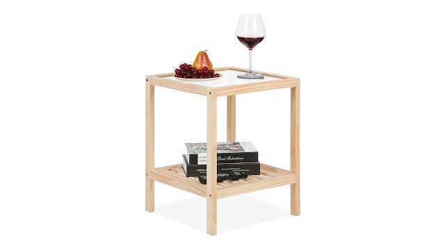 Relaxdays Beistelltisch mit Glasplatte Bild 2