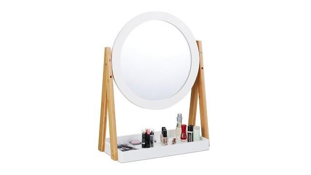 Relaxdays Kosmetikspiegel Bambus und MDF Bild 2