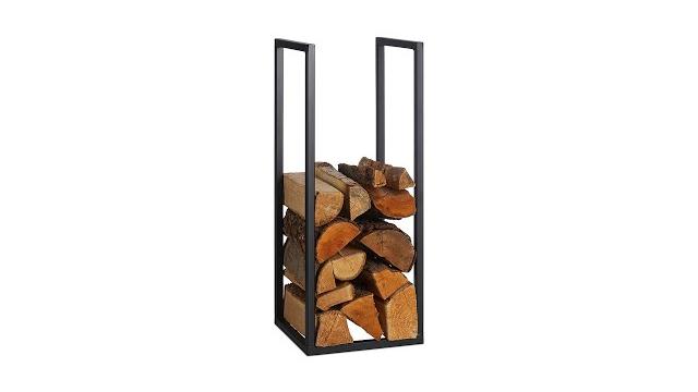 Relaxdays Schwarzes Kaminholzregal aus Metall Bild 2