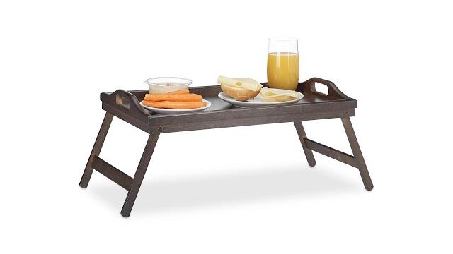 Relaxdays Klappbares Betttablett dunkelbraun Bild 2