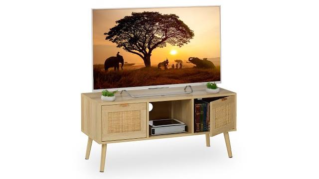 Relaxdays TV-Lowboard Rattan-Design Bild 2