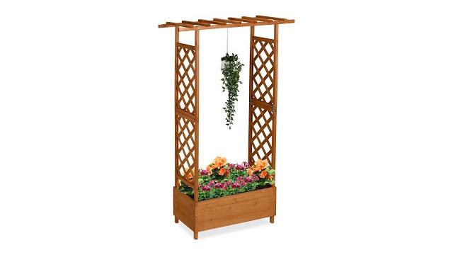 Relaxdays Blumenkasten mit Rankgitter & Dach Bild 2