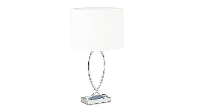 Relaxdays Tischlampe silber mit Schirm Bild 2