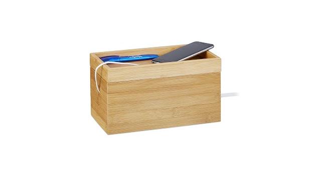 Relaxdays Kabelbox Bambus Bild 2