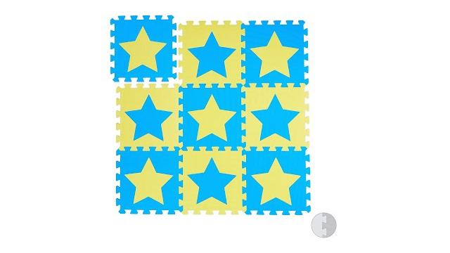 Relaxdays 27 x Puzzlematte Sterne blau-gelb Bild 2