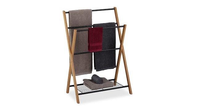 Relaxdays Stehender Handtuchhalter mit Ablage Bild 2