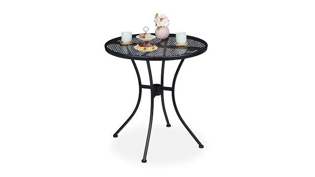 Relaxdays Gartentisch mit Schirmloch schwarz Bild 2