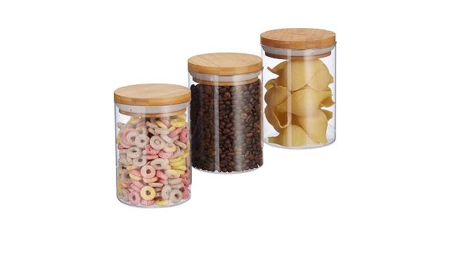 Relaxdays 3er Set Vorratsdosen aus Glas 600 ml Bild 2