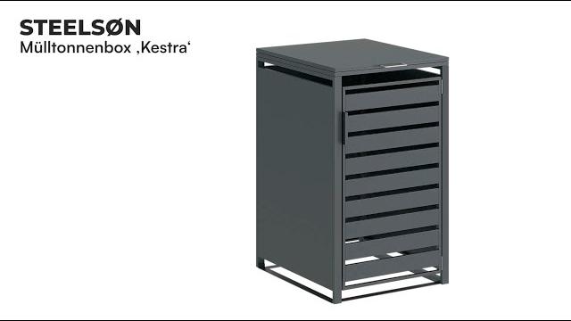 STEELSØN 'Kestra' Mülltonnenbox für 1 Tonne 240 Liter, graphitschwarz mit Nußbaum-Holzoptik, Mülltonnenverkleidung aus Stahl, wetterfest, 116x80x69 cm Bild 11