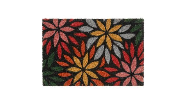 Relaxdays Kokos Fußmatte mit Blumenmotiv Bild 2