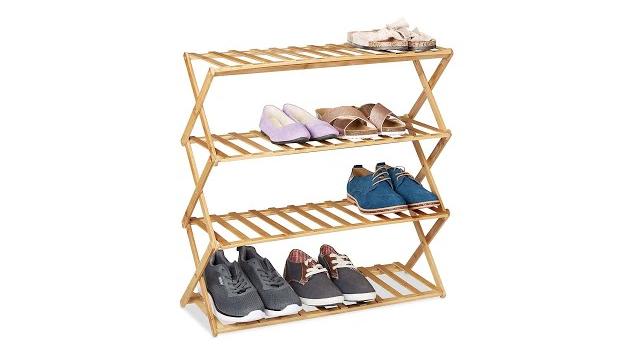 Relaxdays Faltbares Schuhregal aus Bambus Bild 2