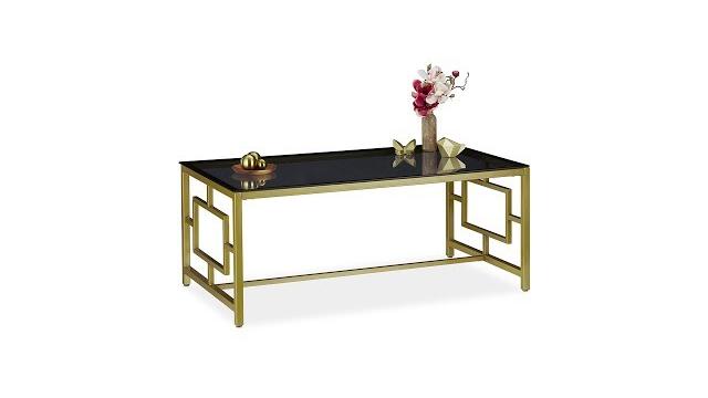 Relaxdays Couchtisch Glas Schwarz & Gold Bild 2