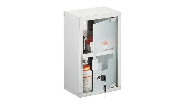 Relaxdays Abschließbarer Medizinschrank Edelstahl Bild 2