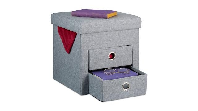 Relaxdays Sitzhocker mit Stauraum 2 Schubladen Bild 2