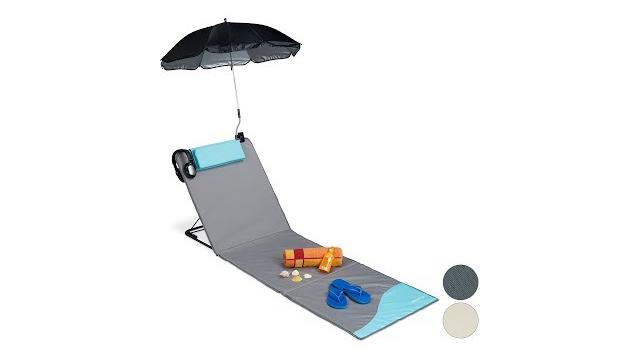 Relaxdays Strandmatte mit Sonnenschirm Bild 2