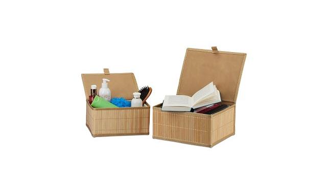 Relaxdays Aufbewahrungskorb Bambus 2-tlg. Set Bild 2