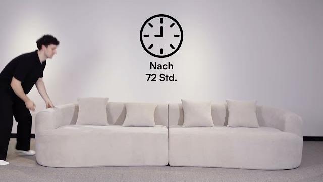 skølm 'Loki' Sofa 2 Sitzer, Vollschaumcouch mit Federkern und Vakuum-Kompression, kein Aufbau erforderlich, mit 2 Kissen, Teddy-Bouclé-Stoff in dunkelgrün Bild 2