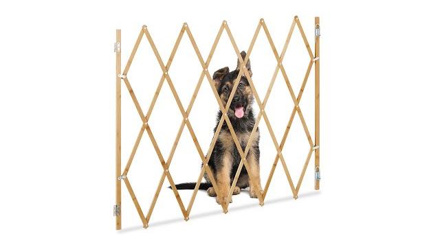 Relaxdays Ausziehbares Hundeabsperrgitter in Natur Bild 2