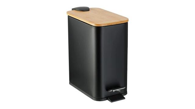 Relaxdays Bad Mülleimer 5 l mit Bambusdeckel Bild 2