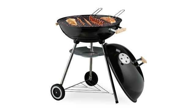 Relaxdays Fahrbarer Kugelgrill in Schwarz Bild 2