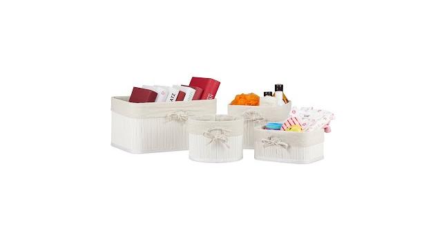 Relaxdays 8 tlg. Aufbewahrungskorb Set aus Bambus Bild 2