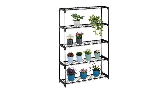 Relaxdays Schwarzes Blumenregal Metall 5 Ebenen Bild 2