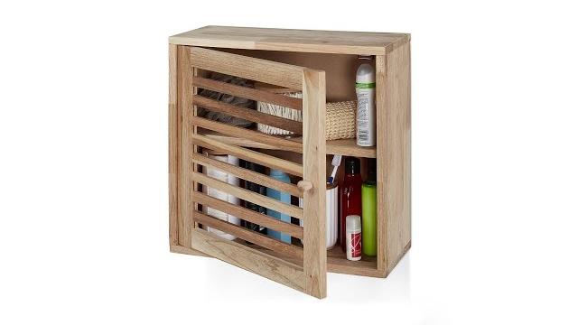 Relaxdays Schmaler Wandschrank aus Walnussholz Bild 2