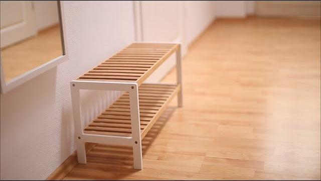Relaxdays Schuhregal Bambus 2 Etagen braun-weiß Bild 2