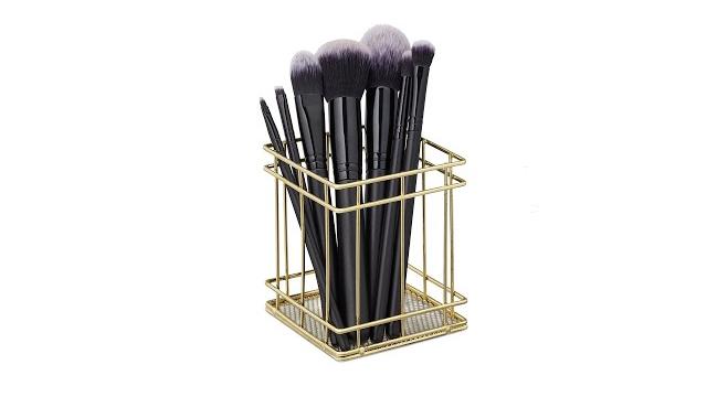 Relaxdays 4 x Stiftehalter eckig gold Bild 2