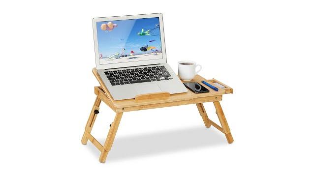 Relaxdays Klappbarer Laptoptisch aus Bambus Bild 2