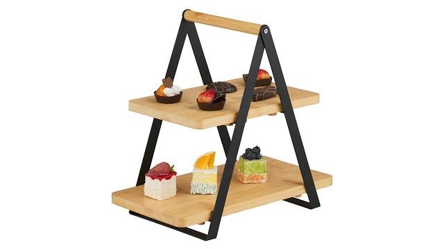 Relaxdays Etagere Bambus & Metall Bild 2